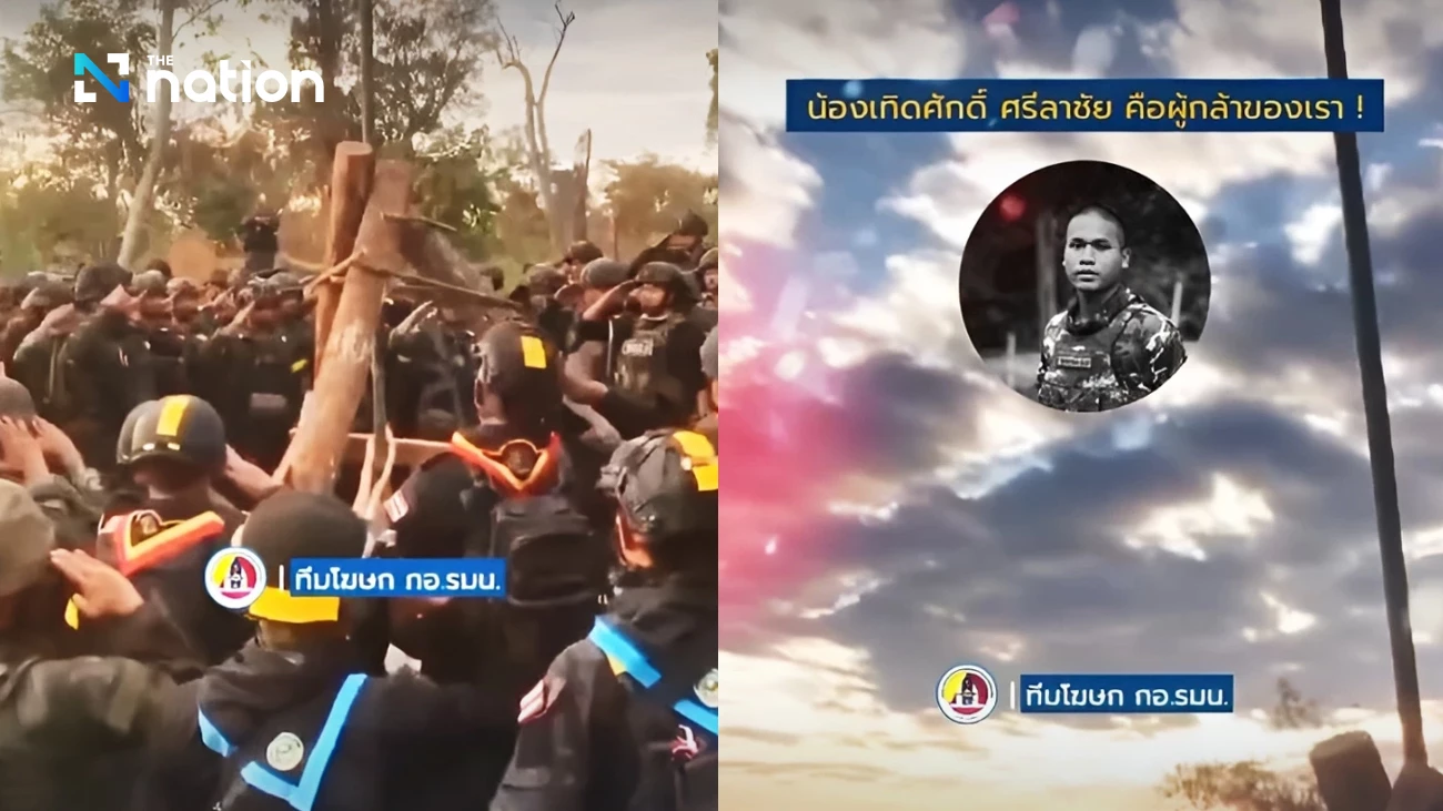 Tentara Thailand Kibarkan Bendera dan Nyanyikan Lagu Kebangsaan di Perbatasan